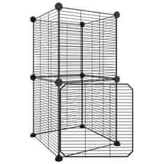 Vidaxl Ograda za hišne ljubljenčke z 8 paneli črna 35x35 cm jeklo