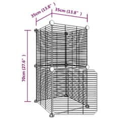 Greatstore Ograda za hišne ljubljenčke z 8 paneli črna 35x35 cm jeklo