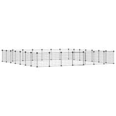 Vidaxl Ograda za hišne ljubljenčke z 28 paneli črna 35x35 cm jeklo