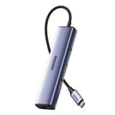 Ugreen CM475 Adapter USB-C na 3x USB 3.0, RJ45, USB-C PD (siv)