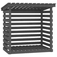 Vidaxl Stojalo za drva sivo 108x73x108 cm trdna borovina