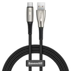 BASEUS Kabel USB do USB-C Baseus v obliki vodne kapljice, LED, 66W, 6A, 1m (črn)