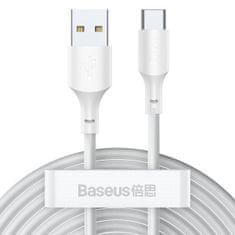 BASEUS Baseus Simple Wisdom Kabel USB na USB-C, 40W, 5A, 1,5 m (bela) 2 kosa.