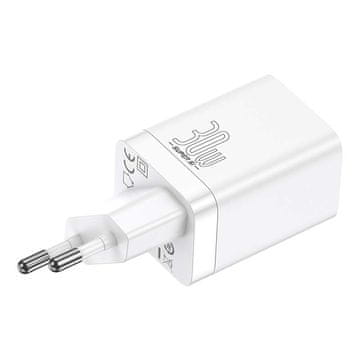 BASEUS Baseus Super Si Pro Quick Charger USB + USB-C 30W omrežni polnilec (bela)