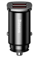BASEUS CCALL-DS01 Kvadratni avtomobilski polnilnik 2xUSB QC3.0 30W črn