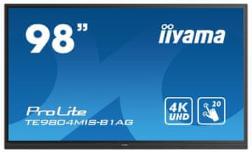 iiyama ProLite TE9804MIS-B1AG98 interaktivni zaslon, 4K, 247.7 cm