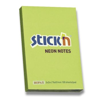 Stick'n Notes Neon 76 × 51 mm, 100 listov - zelena