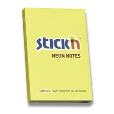 Stick'n Notes Neon 76 × 51 mm, 100 listov, rumena