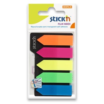 Stick'n Clearnote nalepke - puščice, 45 x 12 mm, 5 × 25 listov