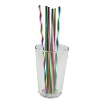 Northix 6x ravnih kovinskih slamic za pitje - Rainbow