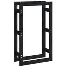 Vidaxl Stojalo za drva črno 60x25x100 cm trdna borovina