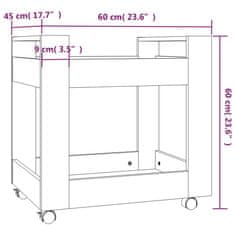 Greatstore Voziček za pisalno mizo sonoma hrast 60x45x60 cm inž. les