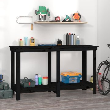 Vidaxl Delovna miza črna 140x50x80 cm trdna borovina