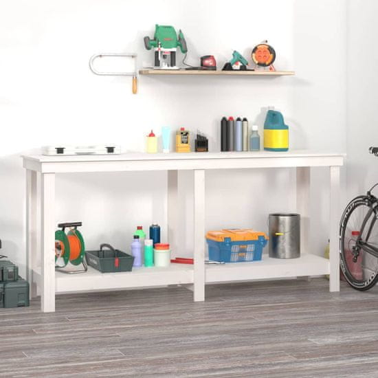 Vidaxl Delovna miza bela 180x50x80 cm trdna borovina