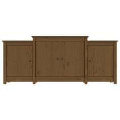 Vidaxl Komoda medeno rjava 164x37x68 cm trdna borovina
