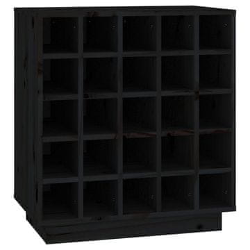 Vidaxl Omarica za vino črna 55,5x34x61 cm trdna borovina