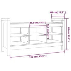 Vidaxl Klop za predsobo črna 110x40x60 cm trdna borovina