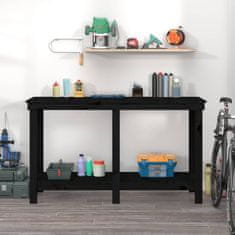 Vidaxl Delovna miza črna 140x50x80 cm trdna borovina