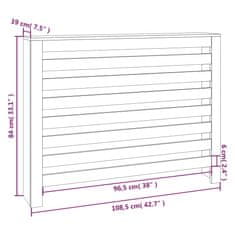 Vidaxl Pokrov za radiator črna 108,5x19x84 cm trdna borovina
