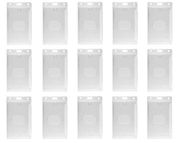 Mave 15 kos Trdih ovitkov za PVC kartice - Pokončna izvedba, trdi polikarbonat, prozorne barve - Etui za bančne kartice, mesečne vozovnice in druge identifikacijske kartice