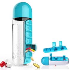 Sofistar Steklenica za vodo s škatlico za tablete- modra