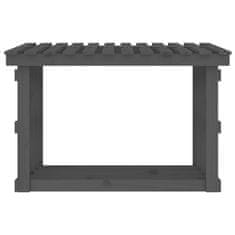 Vidaxl Stojalo za drva sivo 108x64,5x77 cm trdna borovina