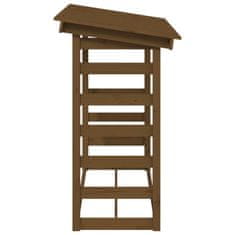 Vidaxl Stojalo za drva medeno rjavo 108x64,5x110 cm trdna borovina