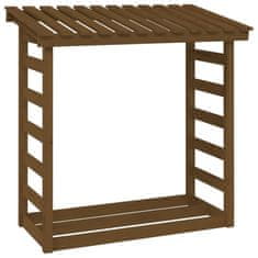 Vidaxl Stojalo za drva medeno rjavo 108x64,5x110 cm trdna borovina
