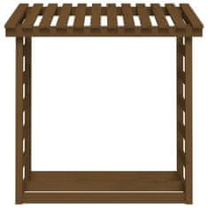 Vidaxl Stojalo za drva medeno rjavo 108x64,5x110 cm trdna borovina