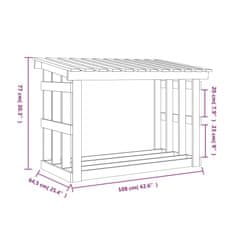 Vidaxl Stojalo za drva medeno rjavo 108x64,5x77 cm trdna borovina