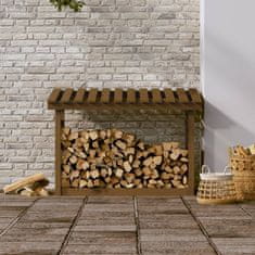 Vidaxl Stojalo za drva medeno rjavo 108x64,5x78 cm trdna borovina