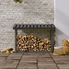 Vidaxl Stojalo za drva sivo 108x64,5x78 cm trdna borovina