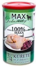 MAX Deluxe konzerve za odrasle pse, 3/4 piščanca z divjačino, 8x 1200 g