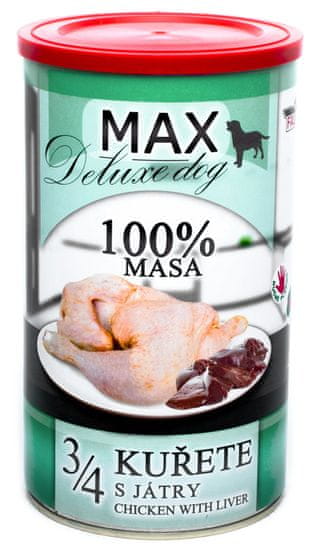FALCO MAX Deluxe konzerve za odrasle pse, 3/4 piščanca z jetrci, 8x 1200 g