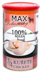 MAX Deluxe konzerve za odrasle pse, 3/4 piščanca, 8x 1200 g