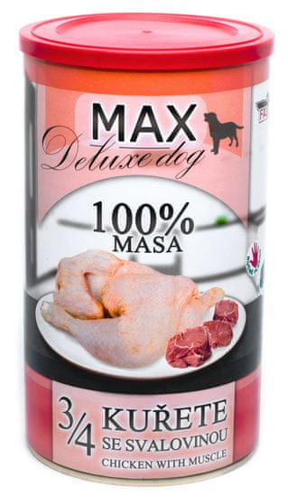 FALCO MAX Deluxe konzerve za odrasle pse, 3/4 piščanca z govedino in svinjino, 8x 1200 g