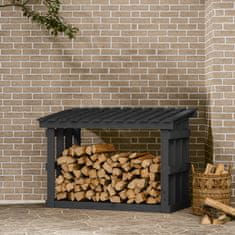 Vidaxl Stojalo za drva sivo 108x64,5x77 cm trdna borovina