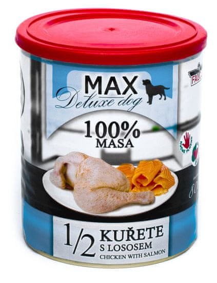 FALCO MAX Deluxe konzerve za odrasle pse, 1/2 piščanca z lososom, 8x 800 g