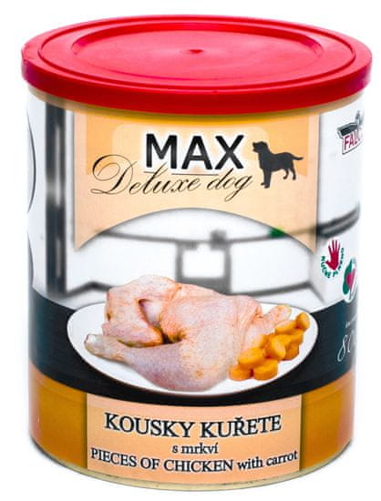 FALCO MAX Deluxe konzerve za odrasle pse, s koščki piščanca in korenjem, 8x 800 g