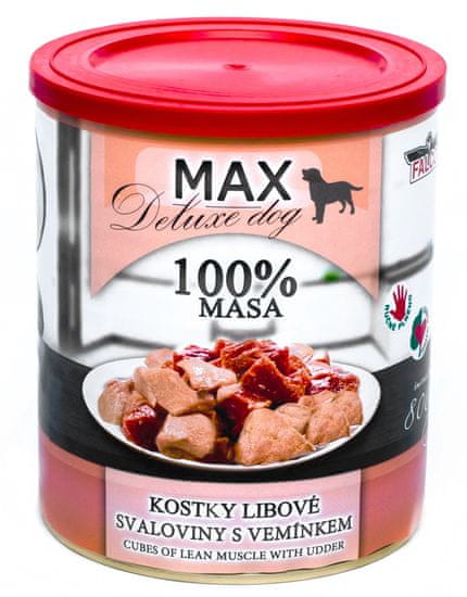 FALCO MAX Deluxe konzerve za pse, s koščki puste govedine in vimeni, 8x 800 g