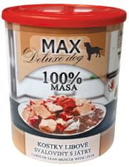 FALCO MAX Deluxe konzerve za pse, s pustimi koščki govedine in svinjine ter jetrci, 8x 800 g