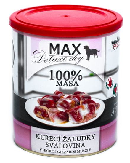FALCO MAX Deluxe konzerve za odrasle pse, s piščančjimi želodčki in pustim mesom, 8x 800 g