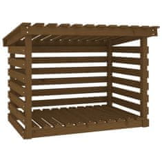 Vidaxl Stojalo za drva medeno rjavo 108x73x79 cm trdna borovina