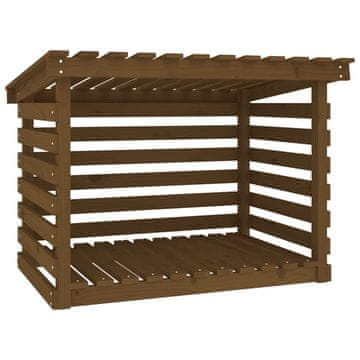 Vidaxl Stojalo za drva medeno rjavo 108x73x79 cm trdna borovina