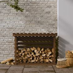 Vidaxl Stojalo za drva medeno rjavo 108x73x79 cm trdna borovina