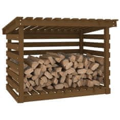 Vidaxl Stojalo za drva medeno rjavo 108x73x79 cm trdna borovina