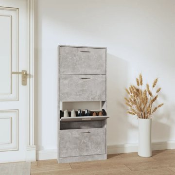 Vidaxl vidaXL Omarica za čevlje betonsko siva 59x17x150 cm