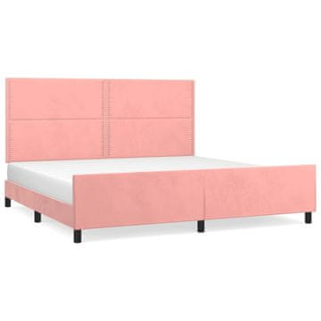 Vidaxl Posteljni okvir z vzglavjem roza 200x200 cm žamet