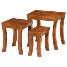 Vidaxl Komplet mizic 3 kosi trden akacijev les 50x35x50 cm rjave barve