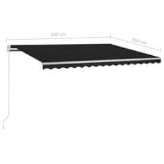 Vidaxl Ročno zložljiva tenda z LED lučmi 400x350 cm antracitna